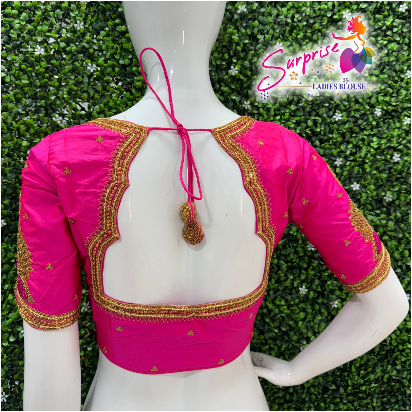 Handwork designer Ari work Readymade Blouse  Pink color