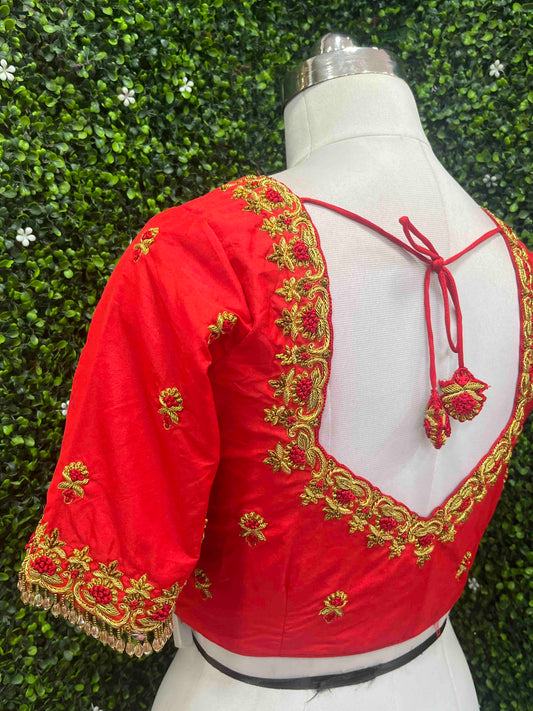Handwork designer Ari work blouse Red color