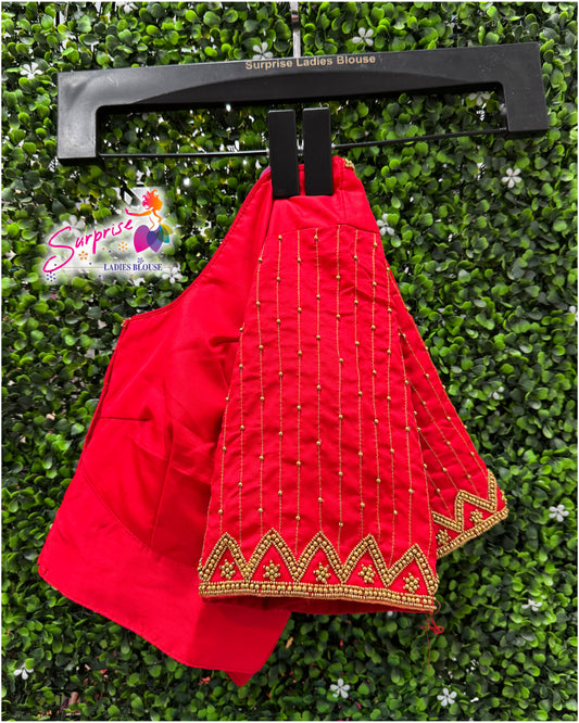 Designer handwork Ari work blouse Red color
