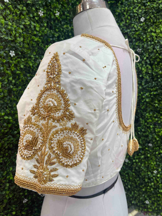 Handwork designer Ari work blouse Cream/ off white color