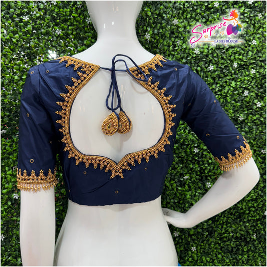 Designer handwork Ari work blouse Navy Blue color