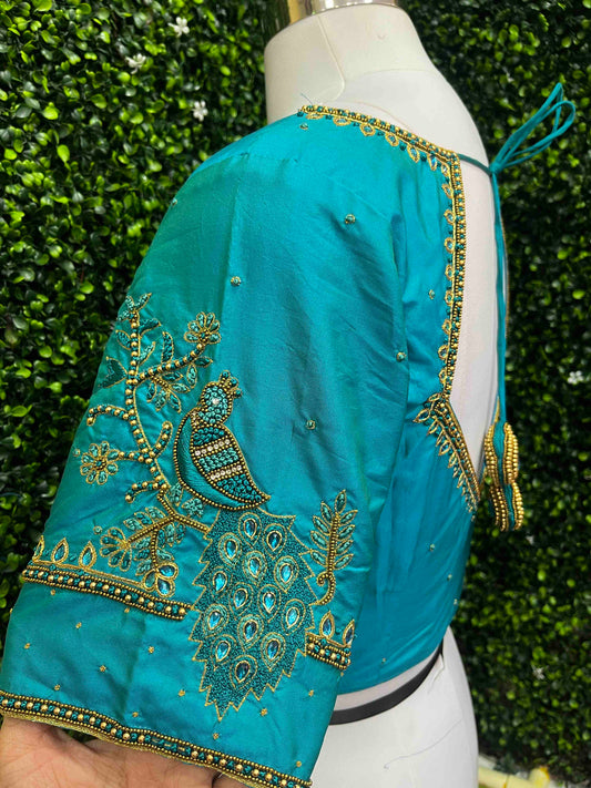 Handwork designer Ari work blouse blue color