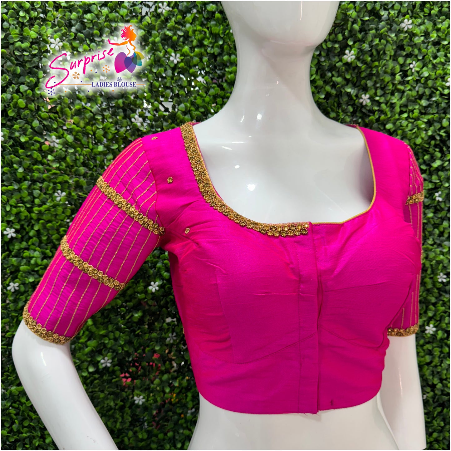 Handwork designer Ari work Readymade Blouse  Pink color