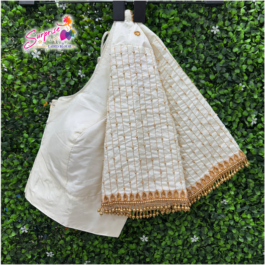 Handwork designer readymade blouse  cream / off white color