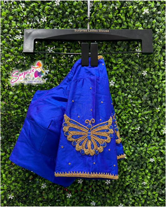 Designer handwork Ari work blouse Blue color