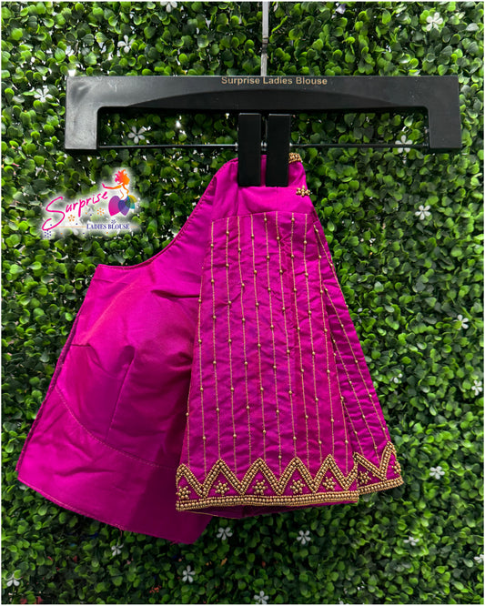 Designer handwork Ari work blouse Pink color