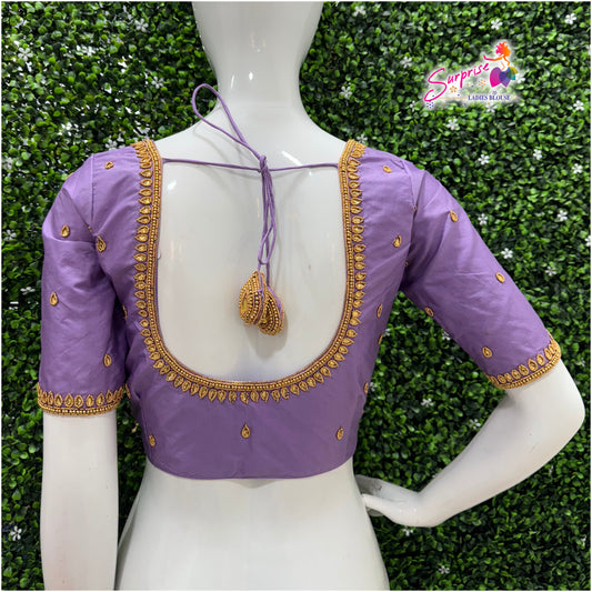 Designer handwork Ari work blouse Lavender color