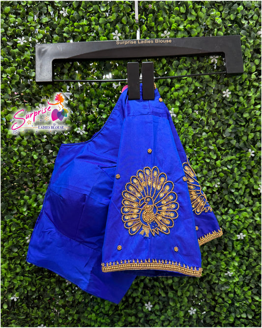 Designer handwork Ari work blouse Blue color
