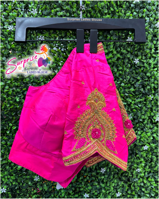 Handwork designer Ari work Readymade Blouse  Pink color