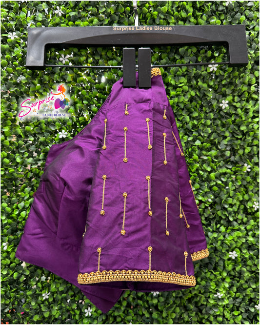 Designer handwork Ari work blouse Purple color