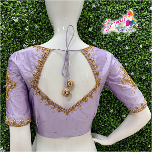 Designer handwork Ari work blouse Lavender color