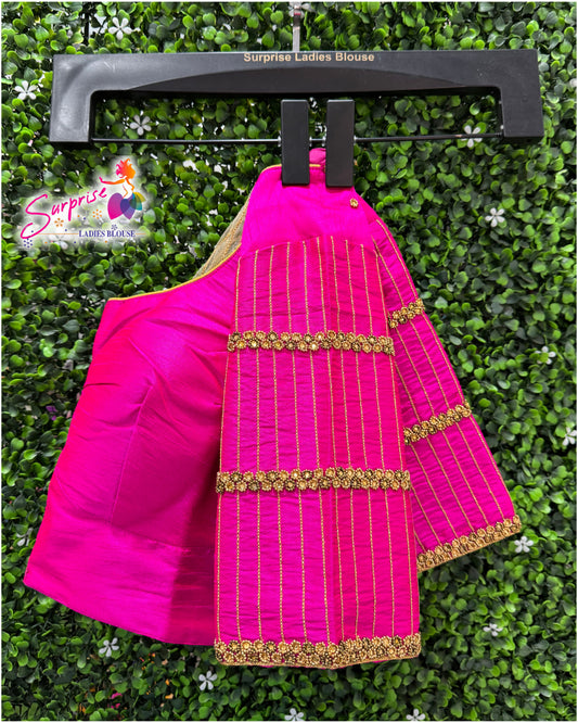 Handwork designer Ari work Readymade Blouse  Pink color