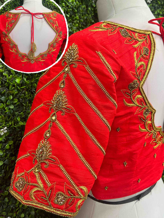 Handwork designer Ari work blouse Red color
