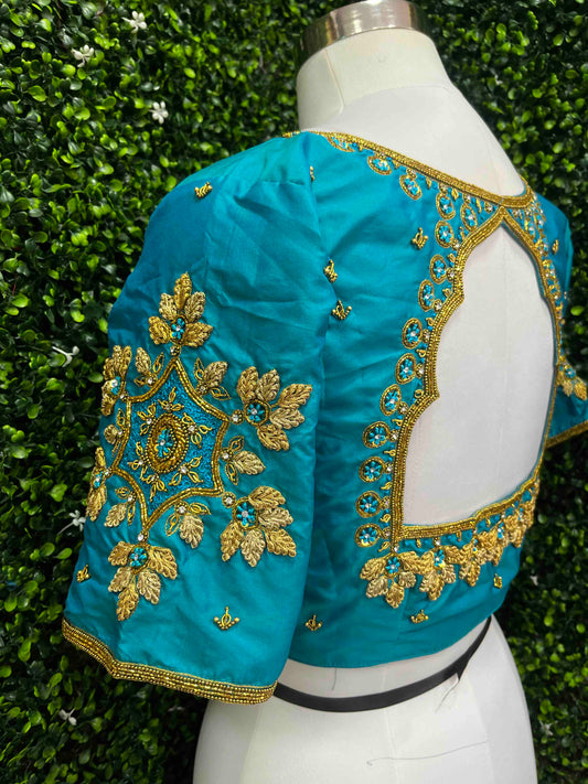 Handwork designer Ari work blouse blue color