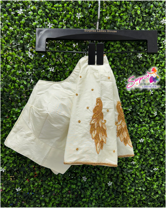 Designer handwork Ari work blouse cream / offwhite color