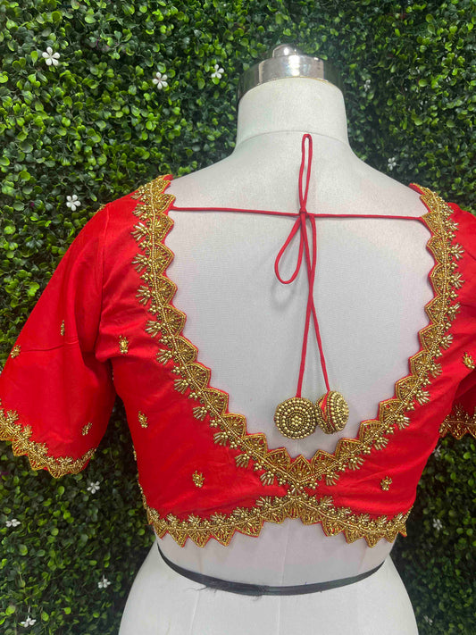 Handwork designer Ari work blouse Red color