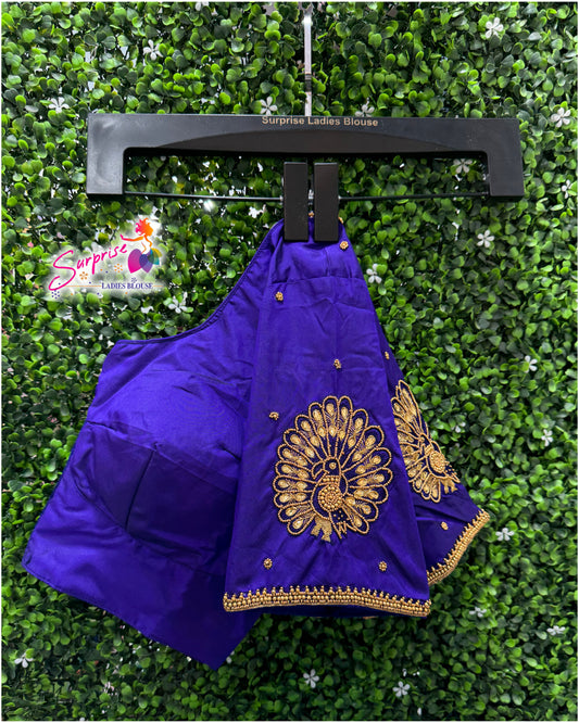 Designer handwork Ari work blouse Blue color