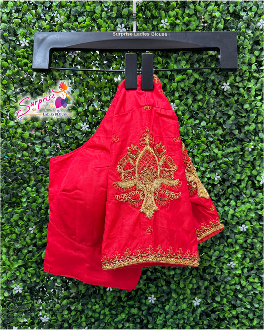 Designer handwork Ari work blouse Red color