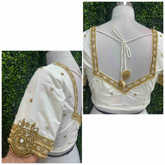 Handwork designer Ari work blouse Cream/ off white color