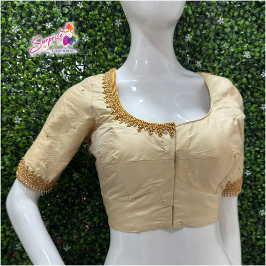 Designer handwork Ari work blouse Cream  color