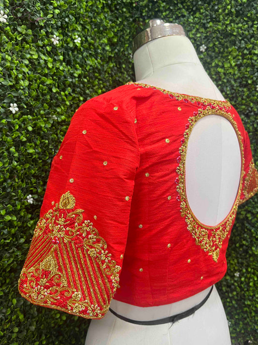 Handwork designer Ari work blouse Red color
