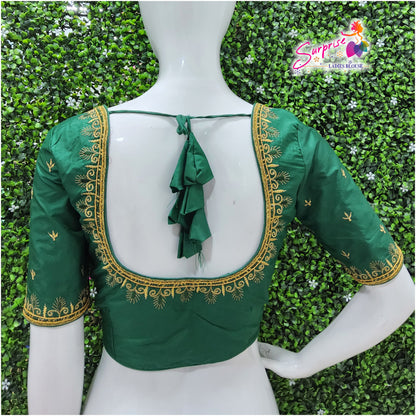 Machine work designer Readymade blouse green color