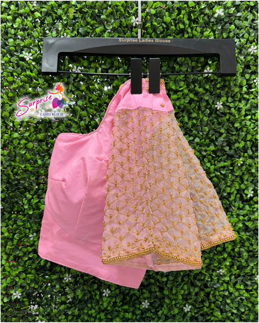 Designer handwork Ari work blouse Baby Pink color