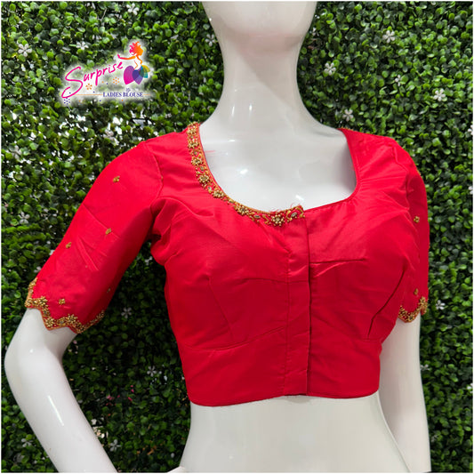 Handwork designer Ari work blouse  red color