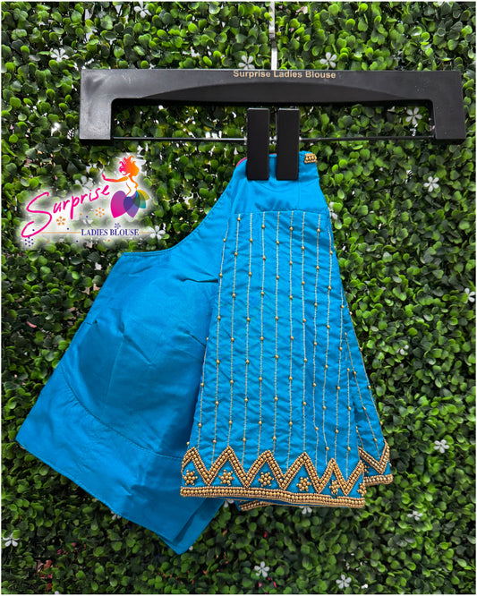 Designer handwork Ari work blouse Blue color