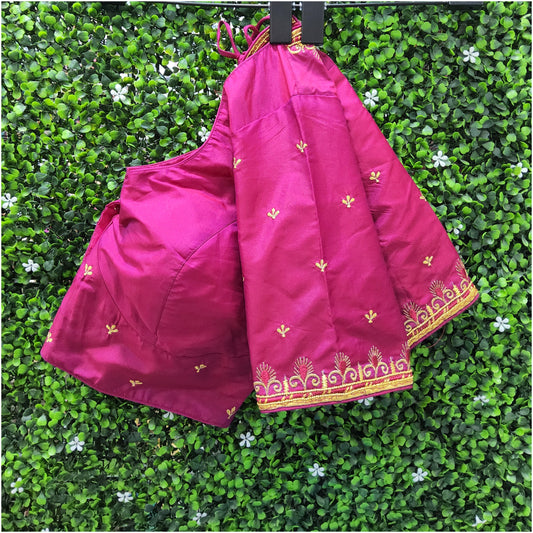 Machine work designer Readymade blouse pink color