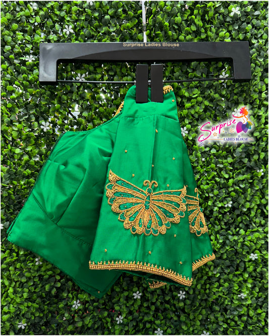 Designer handwork Ari work blouse Green color