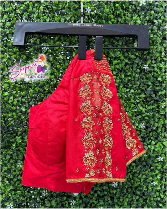 Designer handwork Ari work blouse Red color