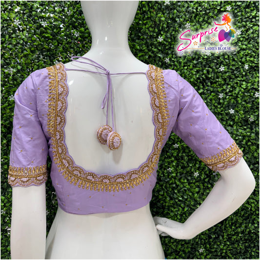 Designer handwork Ari work blouse Lavender color