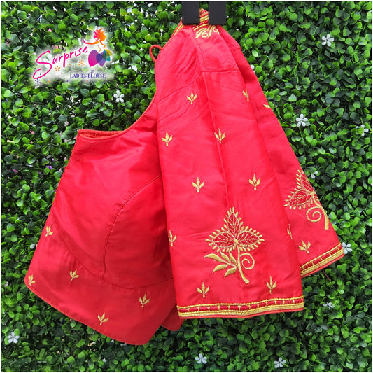 Machine work designer Readymade blouse red color