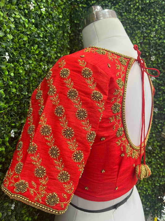 Handwork designer Ari work blouse Red color