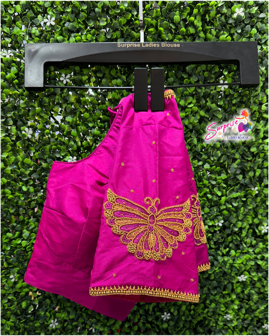 Designer handwork Ari work blouse Pink color