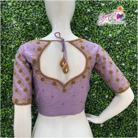 Designer handwork Ari work blouse Lavender color