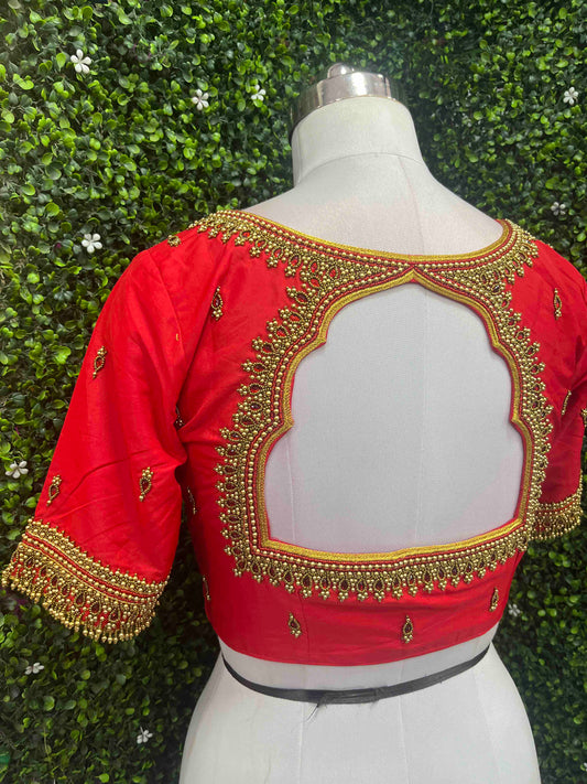 Handwork designer Ari work blouse Red color