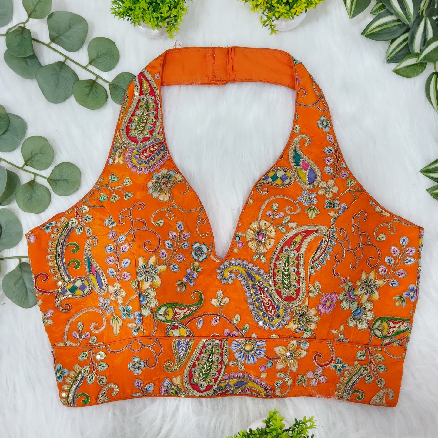 Multicolour alter neck blouse
