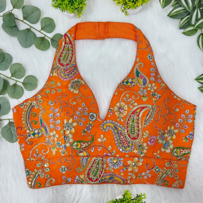 Multicolour alter neck blouse