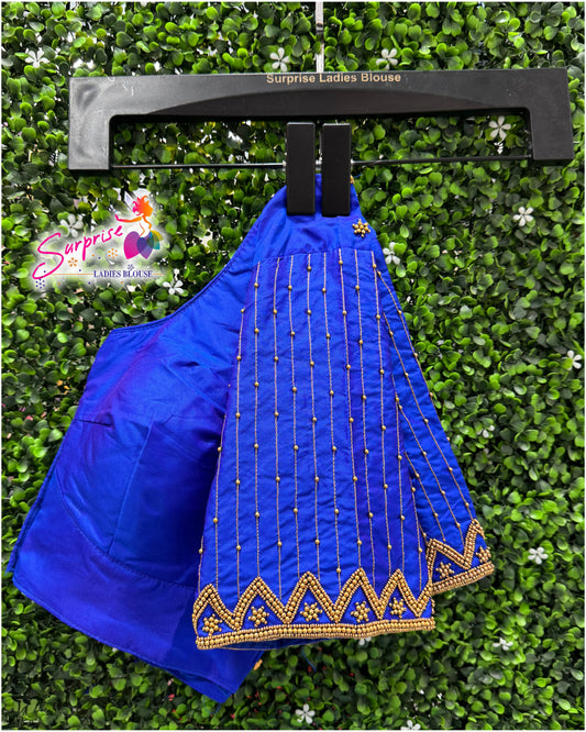 Designer handwork Ari work blouse Blue color