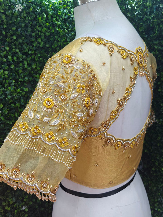 Designer Handwork Blouse Gold