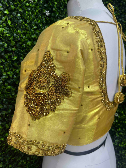 Designer Handwork Blouse Gold