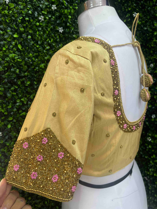 Designer Handwork Blouse Gold