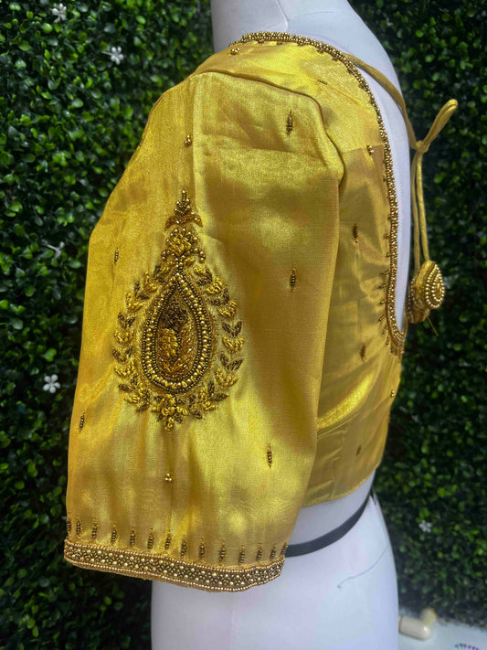 Designer Handwork Blouse Gold