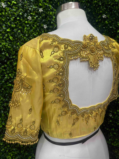 Designer Handwork Blouse Gold