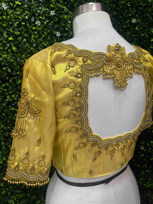 Designer Handwork Blouse Gold