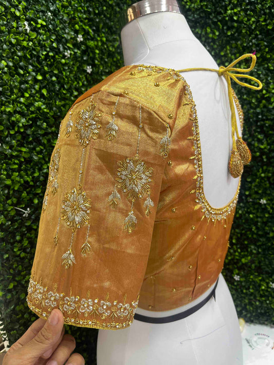 Designer Handwork Blouse Gold