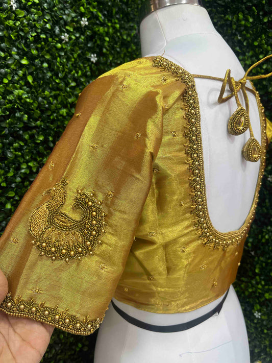 Designer Handwork Blouse Gold