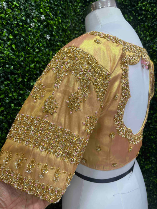 Designer Handwork Blouse Gold